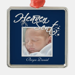 Navyblaues Himmelgesandter Baby-Junge Foto-Schmuck Ornament Aus Metall