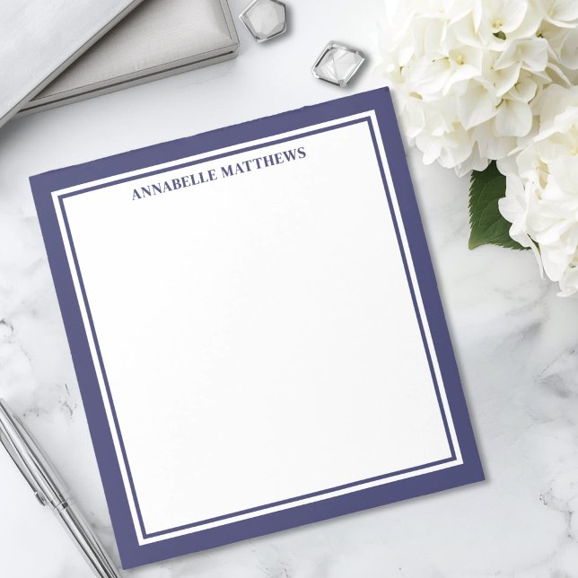Navyblaues minimalistisches Monogramm Notizblock (Navy Blue Minimalist Monogram Notepad )