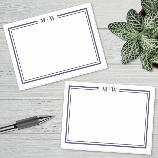Navyblaues Monogramm Post-it Klebezettel (Navy Blue Monogram Post-it Notes)