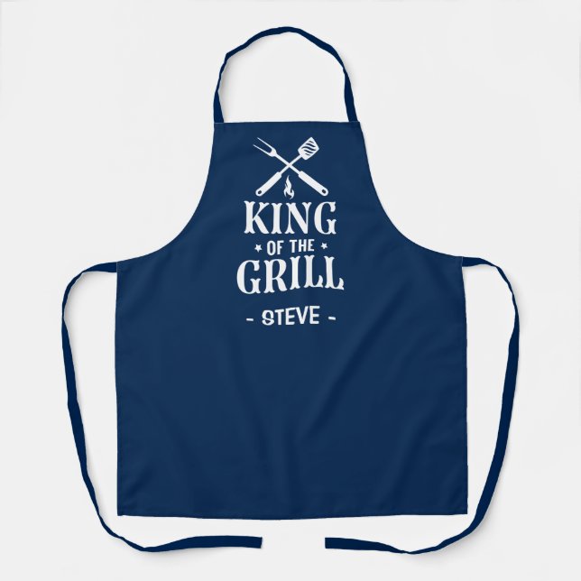 Navyblaues personalisiertes Grillkönig-Schürze Schürze (Vorderseite)
