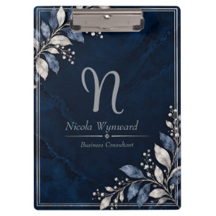 Navyblaues Silber-Monogramm-Clipbrett Klemmbrett