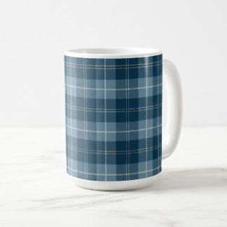 Navyblaues und hellblaues Tartan-Karo-Muster Kaffeetasse
