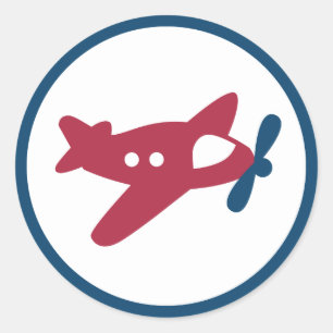 Navyblaues und rotes Vintage-Flugzeug Luftpost Runder Aufkleber