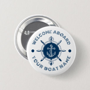 Navyblaues und weißes Steuerrad weiß und Bootsanke Button