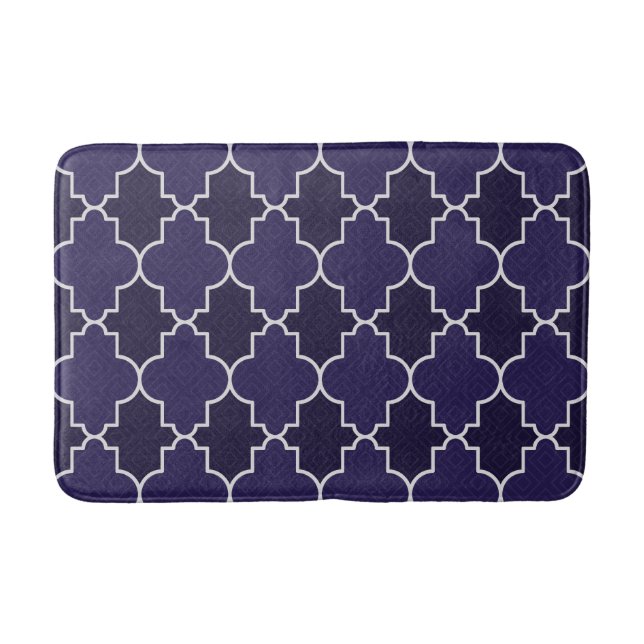Navyblaues Vierpass-Geometrie-Muster Badematte (Vorderseite)
