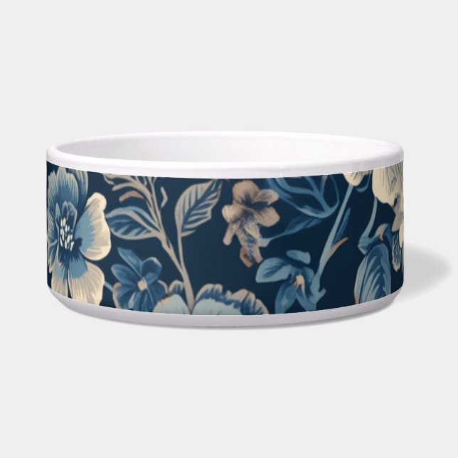 Navyblaues vintage-blumen-botanisches Muster Napf (Vorderseite)