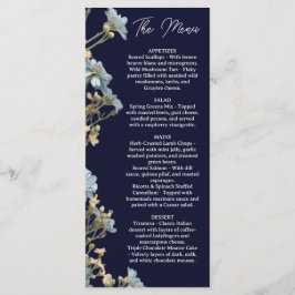 NavyFloral Hochzeitsmenü, Minimalistisches Menü, E Menükarte