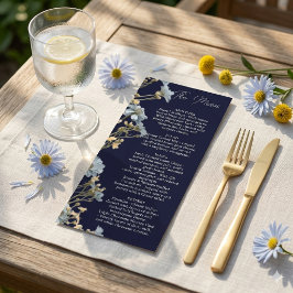 NavyFloral Hochzeitsmenü, Minimalistisches Menü, E Menükarte