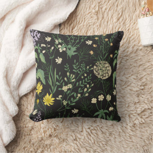 Nawypu Schwarz & Grün Botanical Vintage Floral Kissen