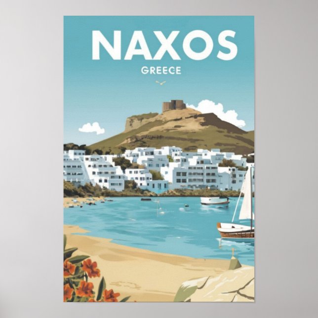 Naxos Greece Beach Travel Poster (Vorne)