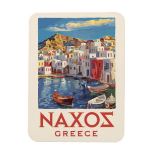 Naxos Greece Painterly Travel Art Vintag Magnet