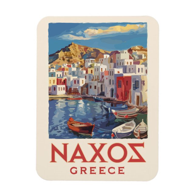 Naxos Greece Painterly Travel Art Vintag Magnet (Vertikal)