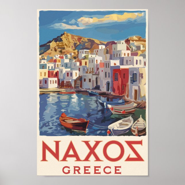 Naxos Greece Painterly Travel Art Vintag Poster (Vorne)