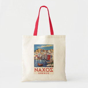 Naxos Greece Painterly Travel Art Vintag Tragetasche