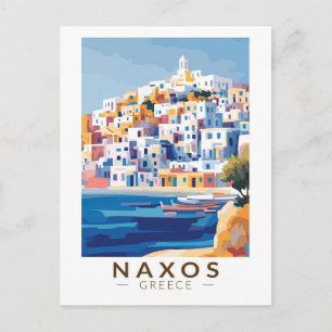 Naxos Griechenland Illustration Reise Kunst Vintag Postkarte
