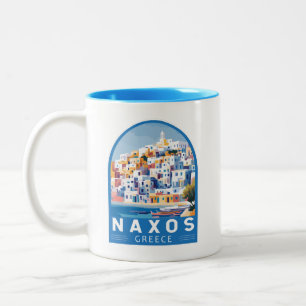Naxos Griechenland Illustration Reise Kunst Vintag Zweifarbige Tasse