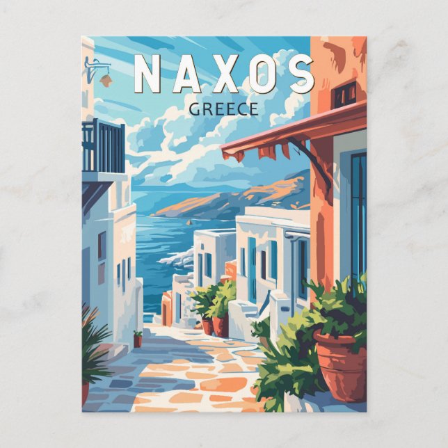 Naxos Griechenland Reisen Kunst Vintag Postkarte (Vorderseite)