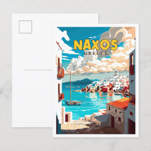 Naxos Griechenland Vintage-Reiseillustration Postkarte