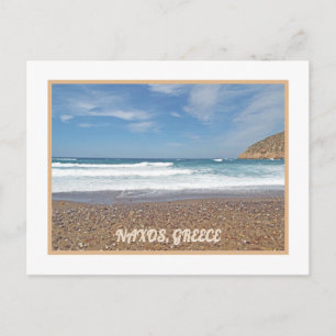 NAXOS INSEL, GRIECHENLAND /WAVES ROLL IN /PEBBLE B POSTKARTE