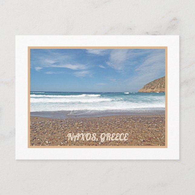 NAXOS INSEL, GRIECHENLAND /WAVES ROLL IN /PEBBLE B POSTKARTE (Vorderseite)
