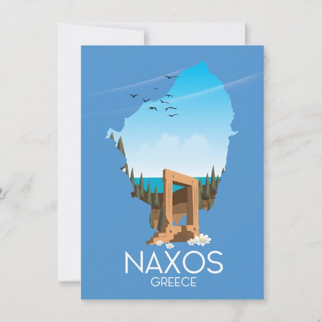 Naxos Karte griechisches Reiseplakat. (Rückseite)