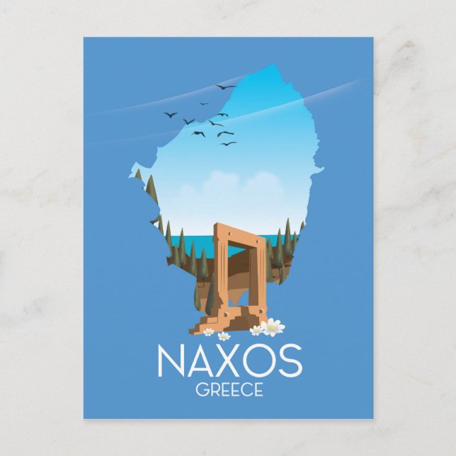 Naxos Karte griechisches Reiseplakat. (Vorderseite)