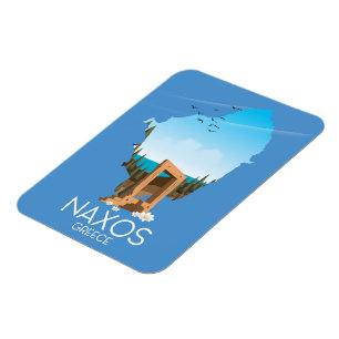 Naxos Karte griechisches Reiseplakat. Magnet