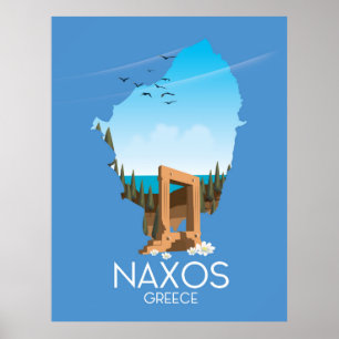 Naxos Karte griechisches Reiseplakat. Poster
