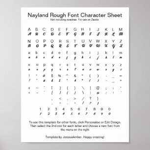 Nayland Rough Schriftart Character Sheet for Zazzl Poster