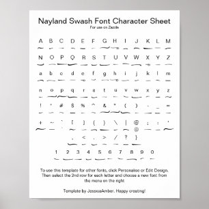 Nayland Swash Schriftart Character Sheet for Zazzl Poster