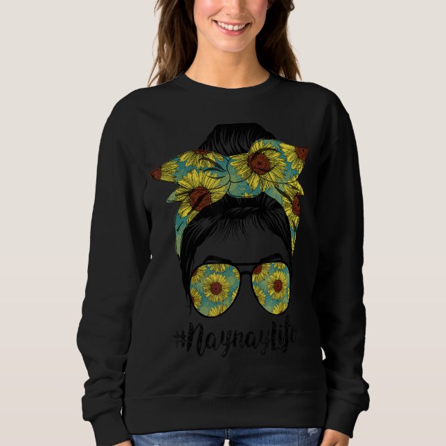 Naynay Life Messy Hair Bun Sunflower Women Mother' Sweatshirt