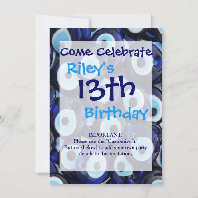 Nazar Amulets Evil Eye Stones Blue Pattern Einladung (Vorderseite)