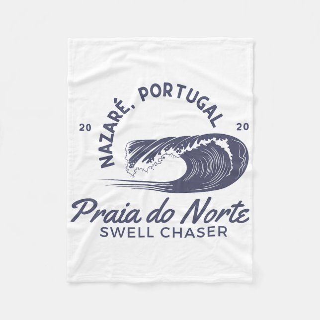 Nazaré Portugal Big Wave Surfing Surf Swell Chaser Fleecedecke (Vorderseite)