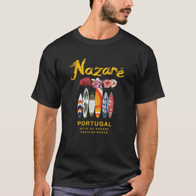 Nazare Portugal Praia do Norte Surfing T-Shirt (Vorderseite)