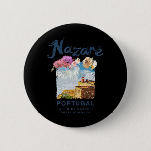 Nazare Portugal Praia Do Norte Vintage Surfen Button