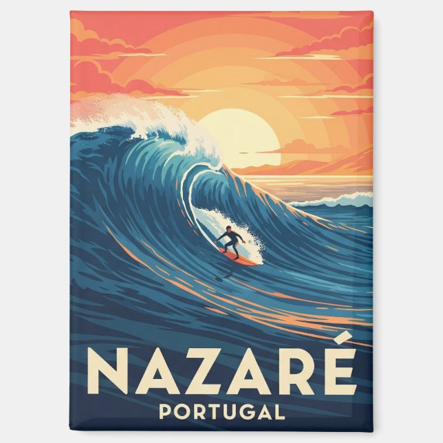 Nazare Portugal Surfing Magnet (Vorderseite)