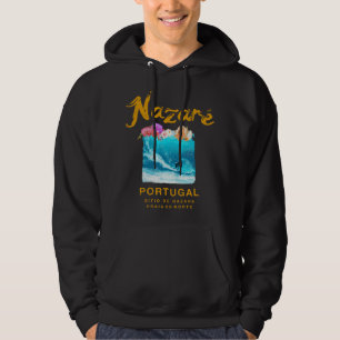 Nazare Portugal Vintag Retro Surfing 986 Hoodie