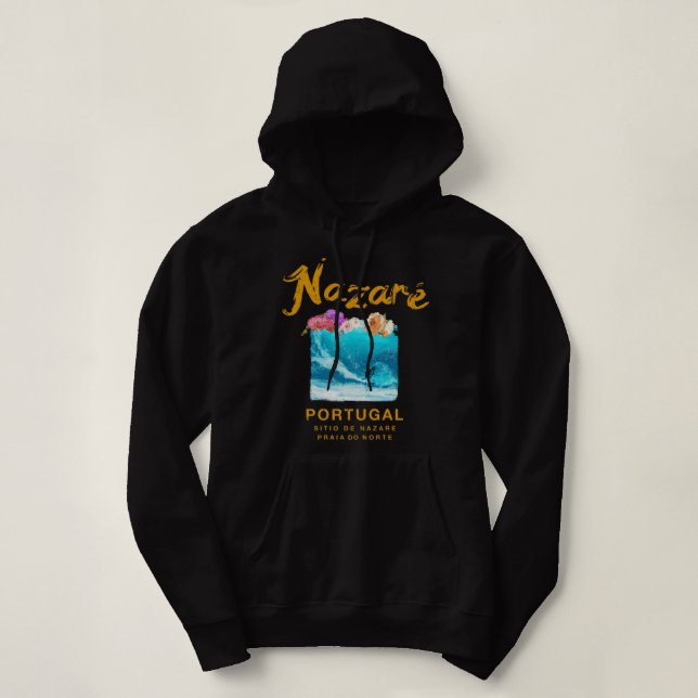 Nazare Portugal Vintag Retro Surfing 986 Hoodie (Design vorne)