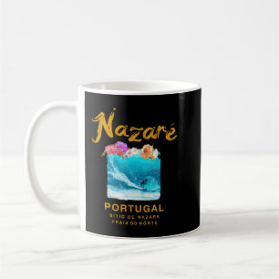 Nazare Portugal Vintag Retro Surfing 986 Kaffeetasse