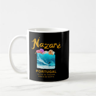 Nazare Portugal Vintag Retro Surfing 986 Kaffeetasse