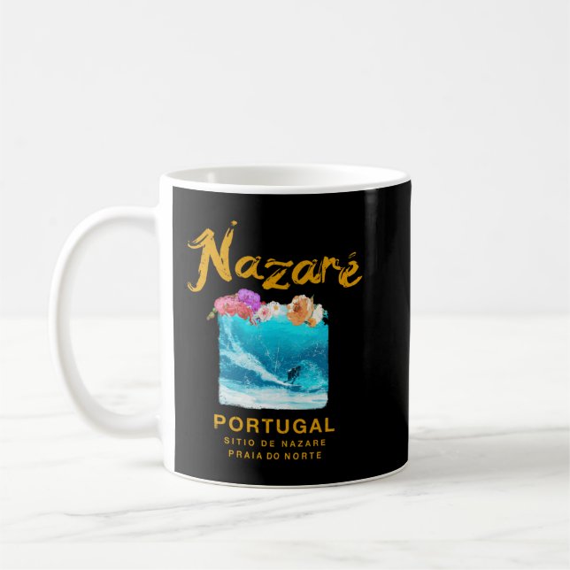 Nazare Portugal Vintag Retro Surfing 986 Kaffeetasse (Links)