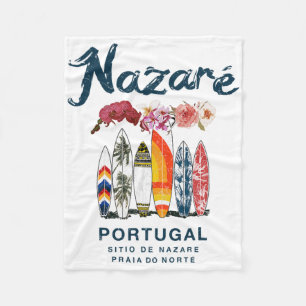 Nazare Portugal Vintage Surfen _4 Fleecedecke