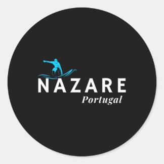Nazare Portugal Wave Surf Surfing Surfer Runder Aufkleber
