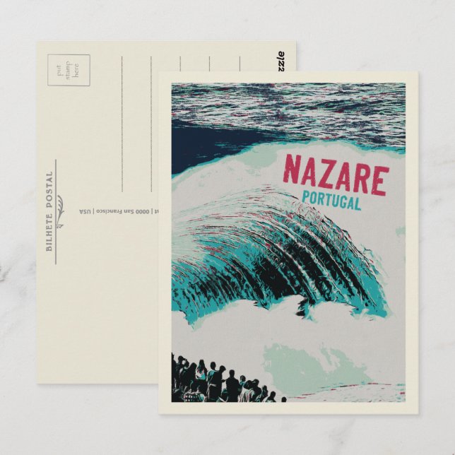 Nazare's Größte Waves in der Welt Illustration Postkarte (Vorne/Hinten)