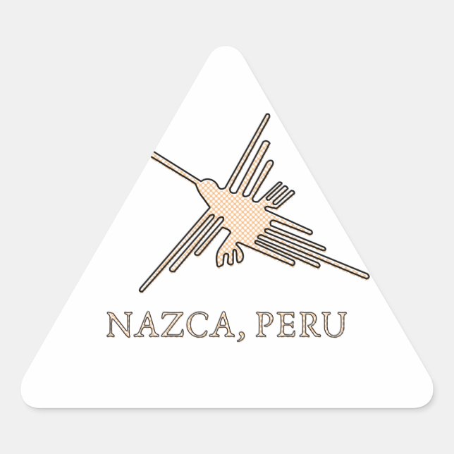Nazca Hummingbird Geoglyph Newsprint Dreieckiger Aufkleber (Vorderseite)