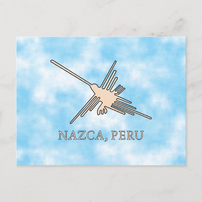 Nazca Hummingbird Geoglyph Newsprint Postkarte (Vorderseite)