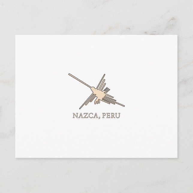 Nazca Hummingbird Geoglyph Newsprint Postkarte (Vorderseite)