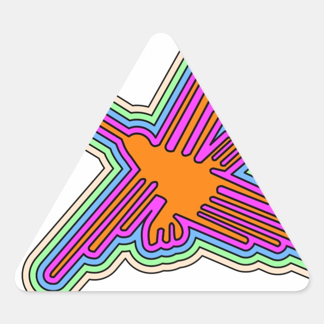 Nazca Hummingbird Peru Zeichnend Dreieckiger Aufkleber (Vorderseite)