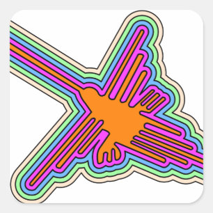 Nazca Hummingbird Peru Zeichnend Quadratischer Aufkleber