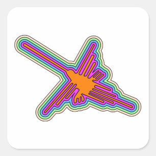 Nazca Hummingbird Peru Zeichnend Quadratischer Aufkleber